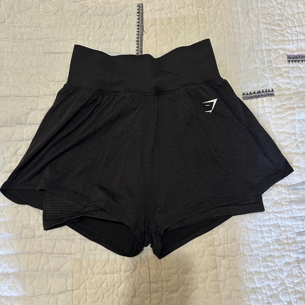 Gymshark 2-in-1 Biker Shorts Black High Waisted XS S